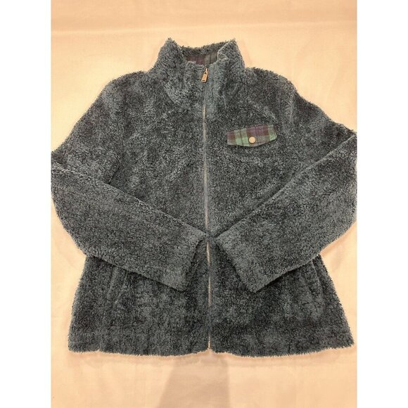 Pendleton Women's Medium Blue Sherpa Teddy Full Zip Fleece Deep Pile Jacket,Sz L - Picture 1 of 9